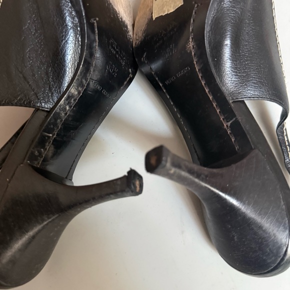 Prada VTG Y2K Tweed Leather Slingback Mid Heels Women’s 8 Black - Picture 7 of 9